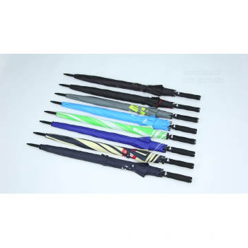 OEM auto simple windproof factory quality promotional  fiberglass stick ribs cheap straight golf umbrella with logo prints